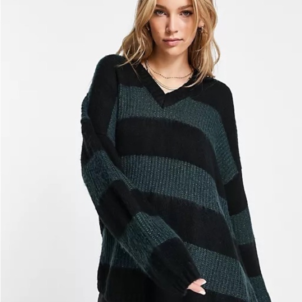 AllSaints Lou sparkle v-neck sweater medium